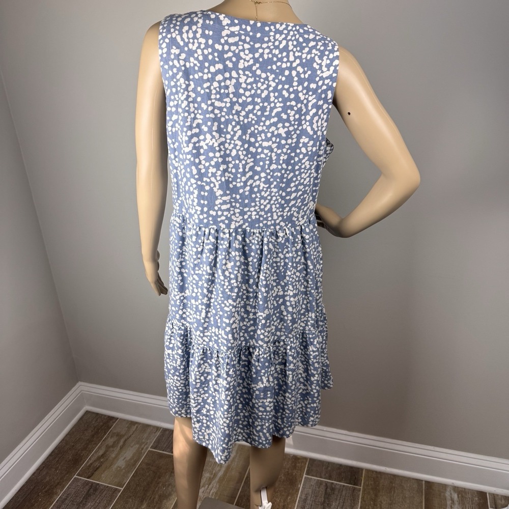 Matty M Tiered Linen Blend Cottagecore Lagenlook Loose Dress Women's Sz M Blue - Picture 9 of 16